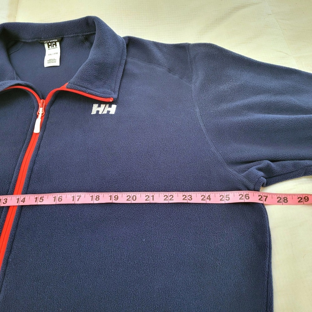 Helly Hansen Navy Blue Full Zip Red Trim Fleece Pullover Sweater Jacket Men XXL - Picture 10 of 11